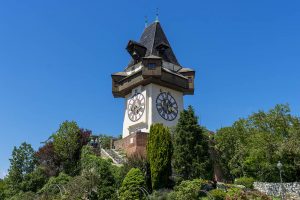 Tempo torre dell'orologio a Graz, in Austria
